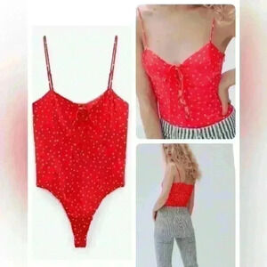 Zara Satin Effect Star Print Bodysuit NWOT size  M